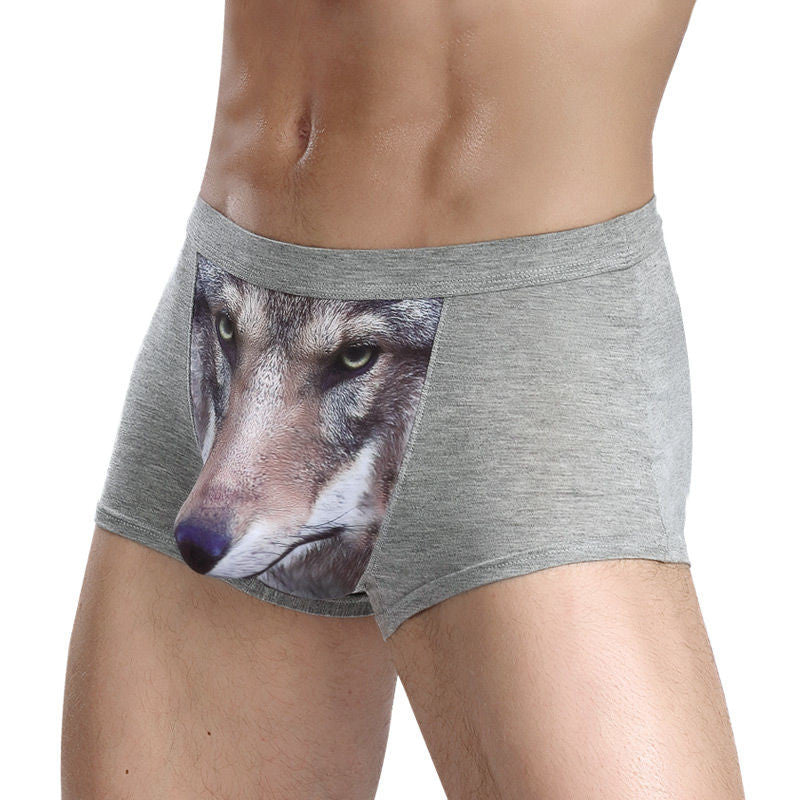 Panties Wolf Funny Underwear Men Modal Breathable Boxer Shorts Man Brand U Pouch Scrotum Underwear Cartoon Underpants Male