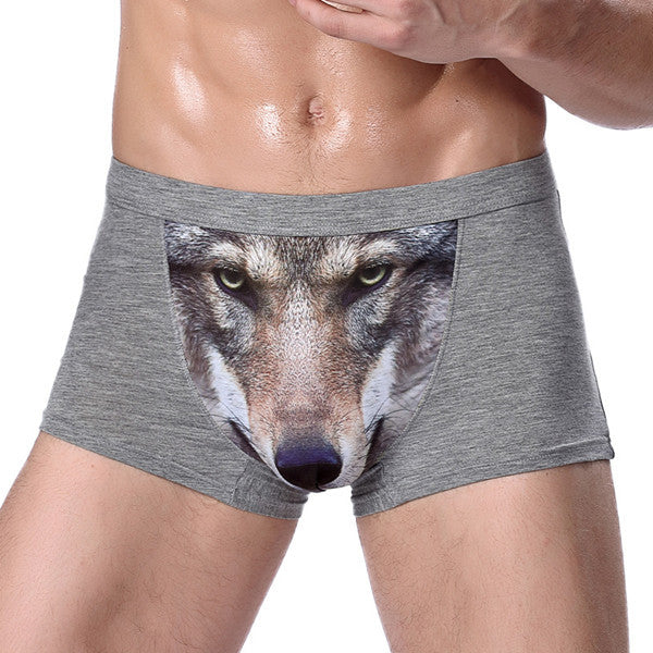 Panties Wolf Funny Underwear Men Modal Breathable Boxer Shorts Man Brand U Pouch Scrotum Underwear Cartoon Underpants Male