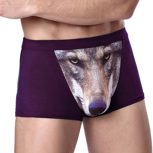 Panties Wolf Funny Underwear Men Modal Breathable Boxer Shorts Man Brand U Pouch Scrotum Underwear Cartoon Underpants Male