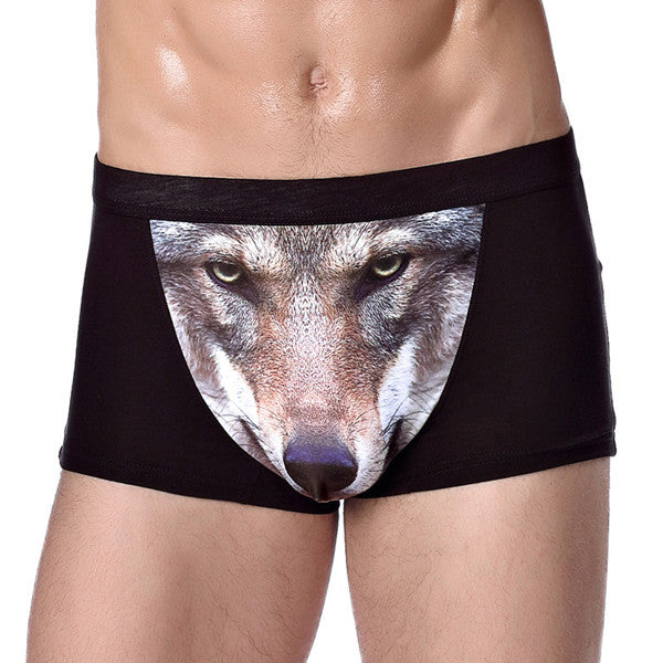 Panties Wolf Funny Underwear Men Modal Breathable Boxer Shorts Man Brand U Pouch Scrotum Underwear Cartoon Underpants Male