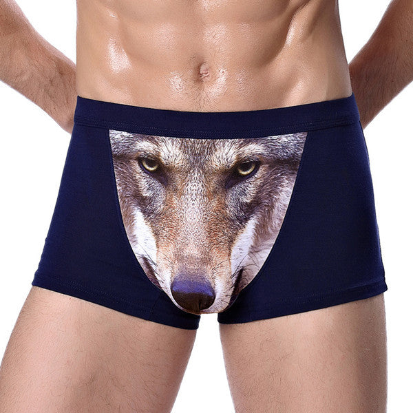 Panties Wolf Funny Underwear Men Modal Breathable Boxer Shorts Man Brand U Pouch Scrotum Underwear Cartoon Underpants Male