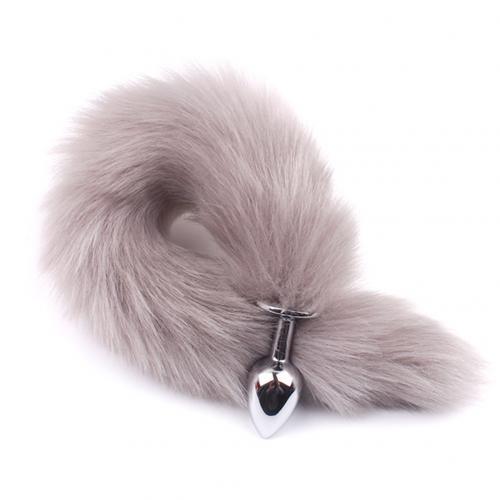 Adult Long Imitation Fox Hair Metal Anal Plug Cosplay Couple Flirting Sex Toy Faux Fox Tail Design Cosplay Supply sex toys