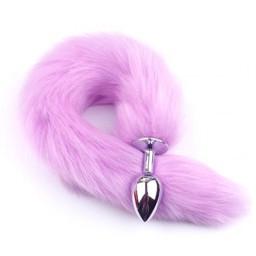 Adult Long Imitation Fox Hair Metal Anal Plug Cosplay Couple Flirting Sex Toy Faux Fox Tail Design Cosplay Supply sex toys