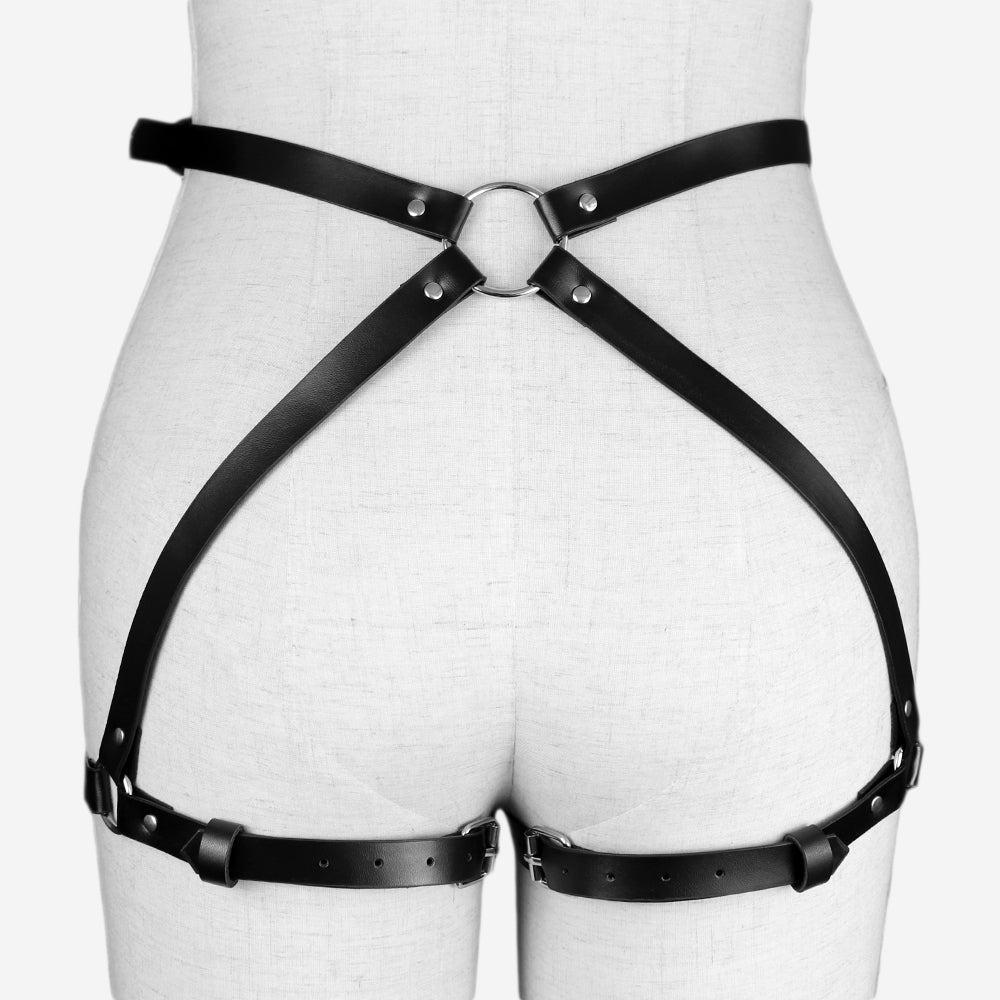 Sexy Women Underwear BDSM Leather Harness Bondage Lingerie Buttocks Erotic Leg Harness Suspenders Garter Straps Rave Party