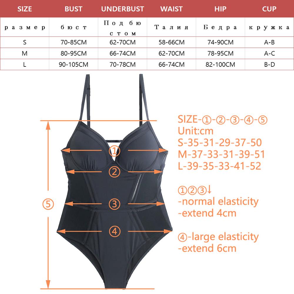 Sexy Black Mesh Push Up One Piece Swimsuit Ladies Monokini Backless Cut Out Swimwear Women Swim Bathing Suit Trikini
