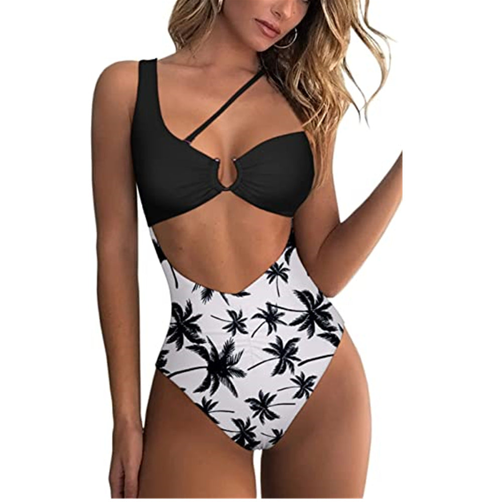Cut Out One Piece Swimsuit Women Push Up Swimming Suit Bathing Suit Halter Beachwear Monokini XL One Piece Swimwear Women
