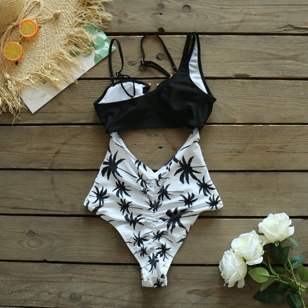Cut Out One Piece Swimsuit Women Push Up Swimming Suit Bathing Suit Halter Beachwear Monokini XL One Piece Swimwear Women