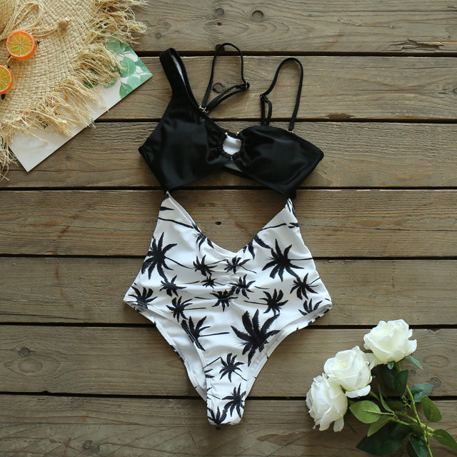 Cut Out One Piece Swimsuit Women Push Up Swimming Suit Bathing Suit Halter Beachwear Monokini XL One Piece Swimwear Women