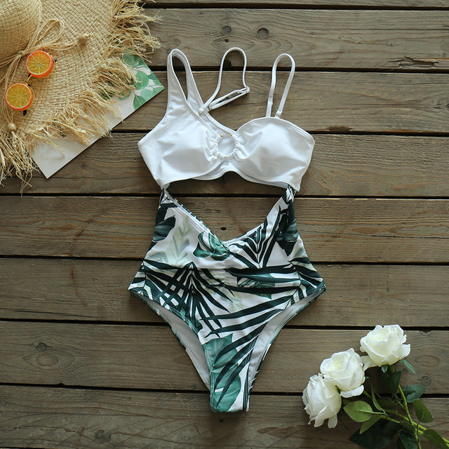 Cut Out One Piece Swimsuit Women Push Up Swimming Suit Bathing Suit Halter Beachwear Monokini XL One Piece Swimwear Women