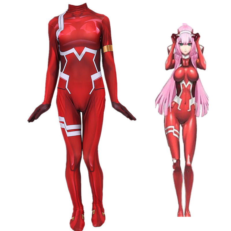 Zero Two Cosplay Costume Sexy Zentai Suit Darling In The Franxx 02Cosplay Woman Jumpsuit Bodysuit Halloween Carnival Party Dress