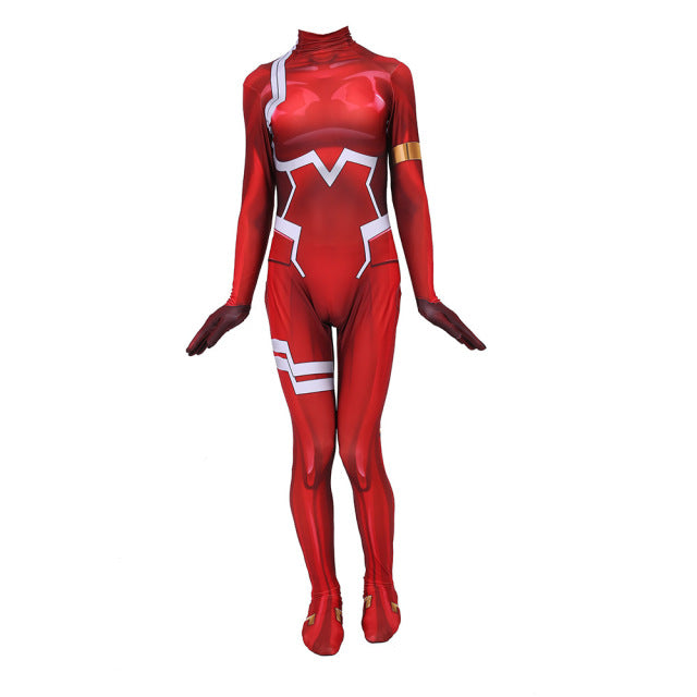 Zero Two Cosplay Costume Sexy Zentai Suit Darling In The Franxx 02Cosplay Woman Jumpsuit Bodysuit Halloween Carnival Party Dress