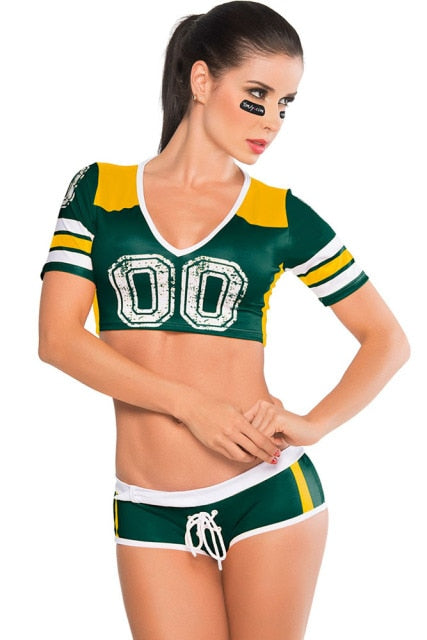4 Color Sexy Short Sleeve Football Baby Costume Girl Cheer Cheerleader Costumes Soccer Clubwear Cosplay Uniform Tops and Pant