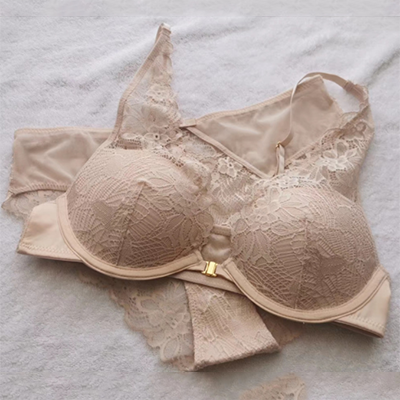 Sexy Front Closure Bra Sets Sexy Small Girl Lingerie Push Up Lace Bralette Underwear Brassiere Transparent Panties Intimates