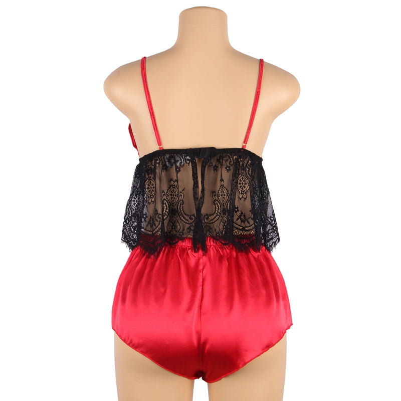 Comeondear Spaghetti Strap Pajama Set Sleeveless Pyjamas Sleep Shorts Set Big Size Lace Trim Pijama Suit Sleepwear Sexy Nighties