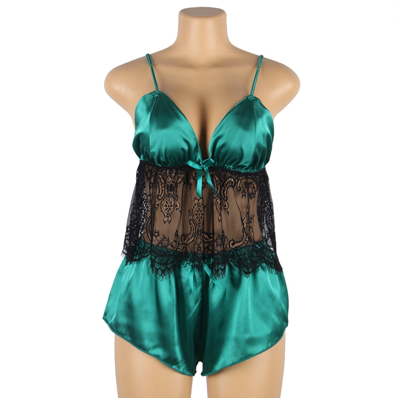 Comeondear Spaghetti Strap Pajama Set Sleeveless Pyjamas Sleep Shorts Set Big Size Lace Trim Pijama Suit Sleepwear Sexy Nighties