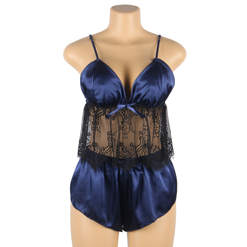 Comeondear Spaghetti Strap Pajama Set Sleeveless Pyjamas Sleep Shorts Set Big Size Lace Trim Pijama Suit Sleepwear Sexy Nighties