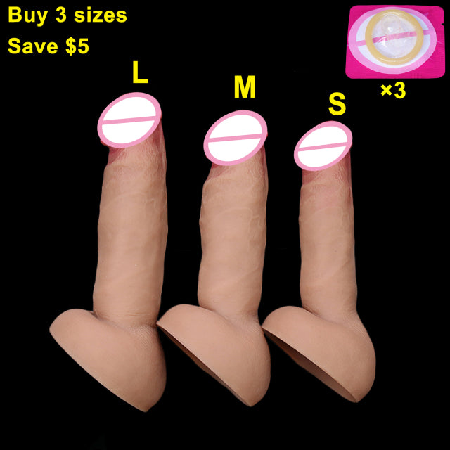 Skin Feel Realistic Rubber Dildo Lesbian Masturbators Silicone Dick Big Suction Cup Penis Anal Plug Sex Toy for Men Women