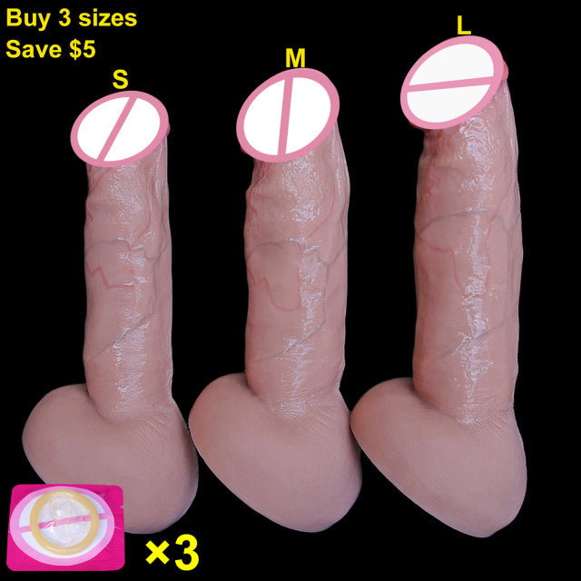 Skin Feel Realistic Rubber Dildo Lesbian Masturbators Silicone Dick Big Suction Cup Penis Anal Plug Sex Toy for Men Women