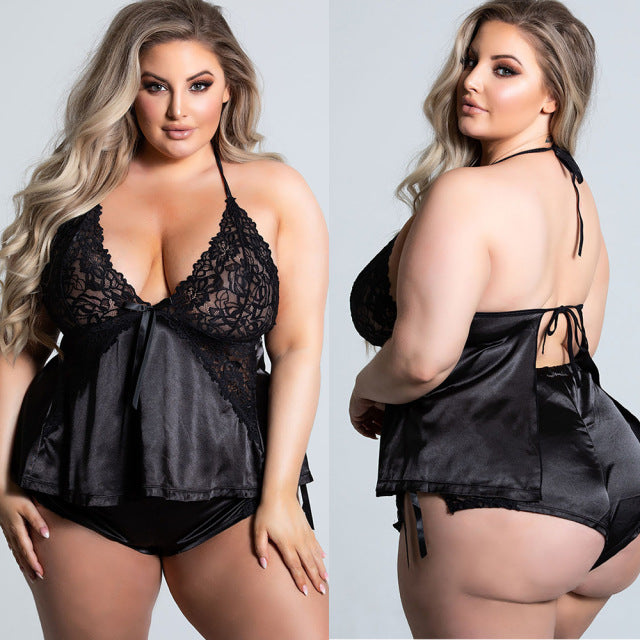 5XL Plus Size Women Lace Bodysuit Sexy Lingerie Sleepwear Mesh Lace Floral See-through Teddies Catsuit Erotic Sex Costume
