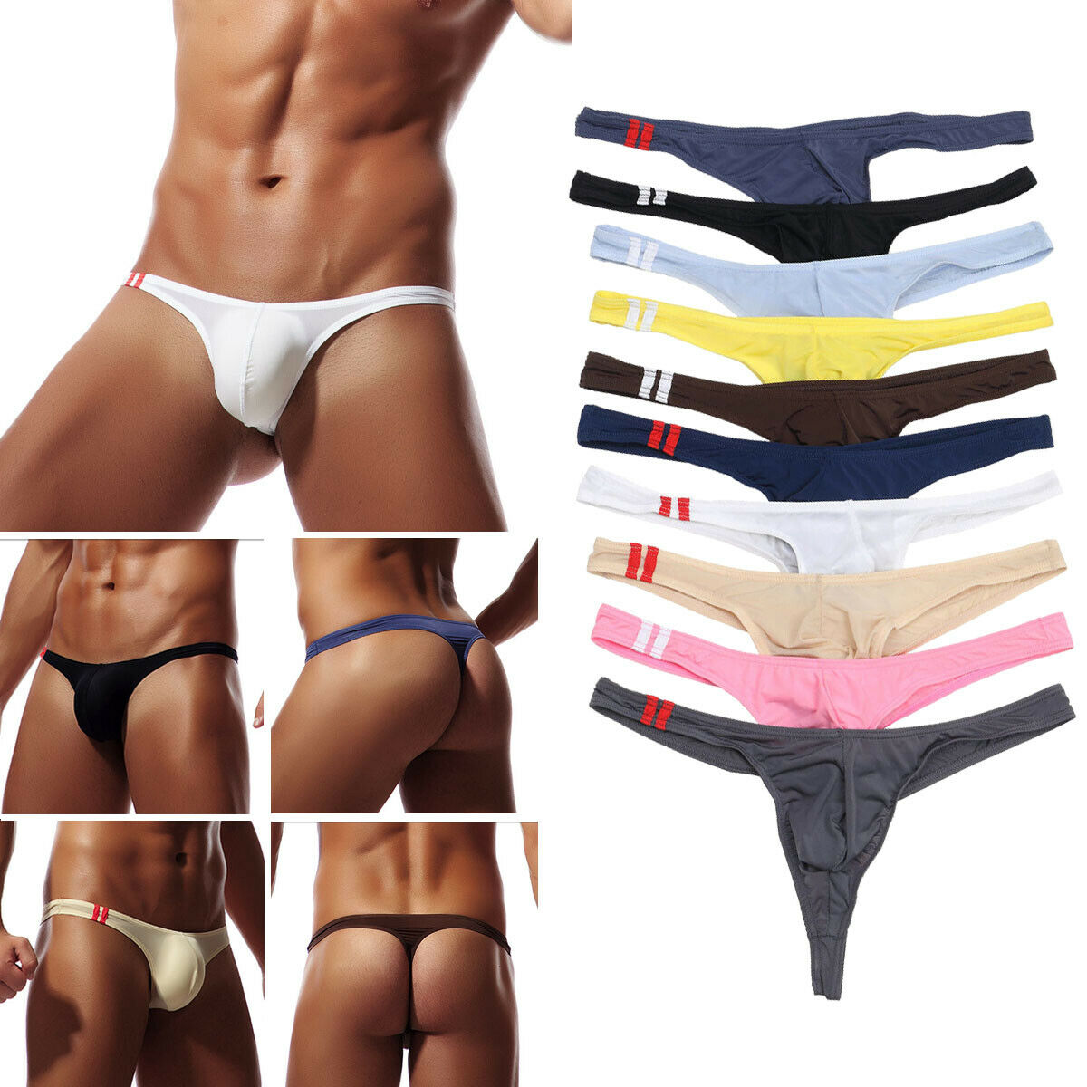 Men Underwear Sexy T-Back G-String Briefs Breathable Thong Seamless Underpants Sissy Lingerie Men&#39;s Panties