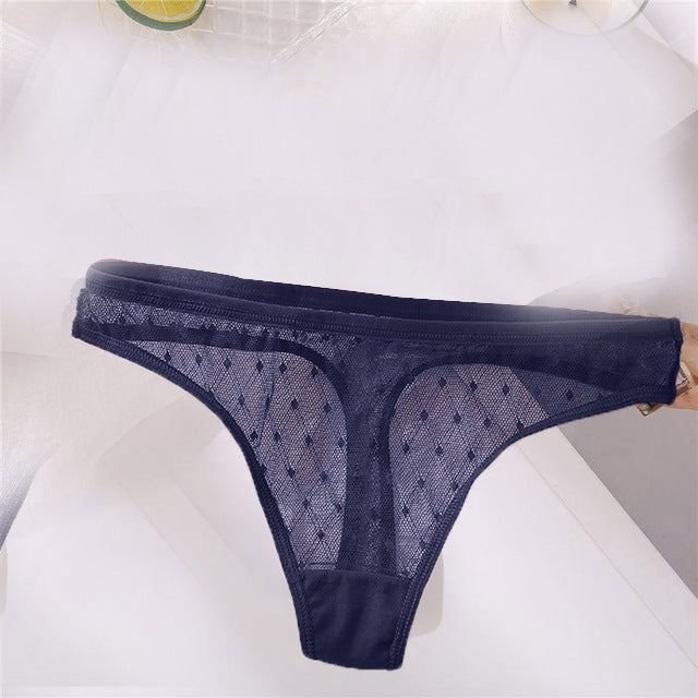 Transparent Lace G-String Panties Women Underwear Low-Waist Female Underpants Mesh Perspective Briefs