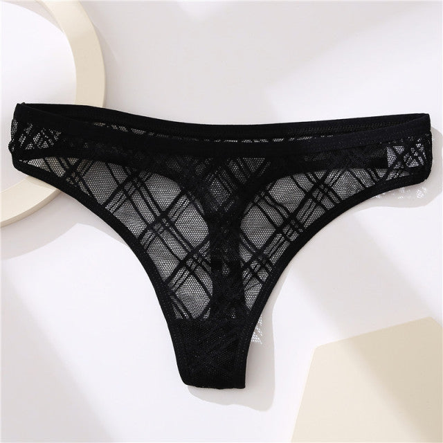 Transparent Lace G-String Panties Women Underwear Low-Waist Female Underpants Mesh Perspective Briefs
