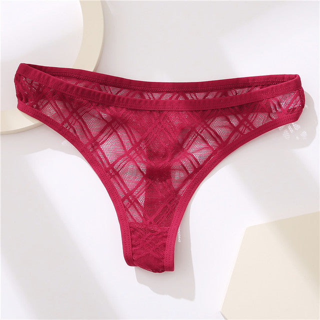 Transparent Lace G-String Panties Women Underwear Low-Waist Female Underpants Mesh Perspective Briefs