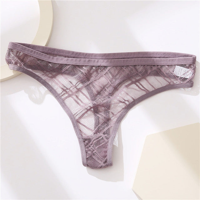 Transparent Lace G-String Panties Women Underwear Low-Waist Female Underpants Mesh Perspective Briefs