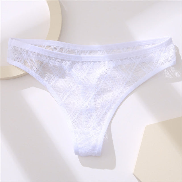 Transparent Lace G-String Panties Women Underwear Low-Waist Female Underpants Mesh Perspective Briefs