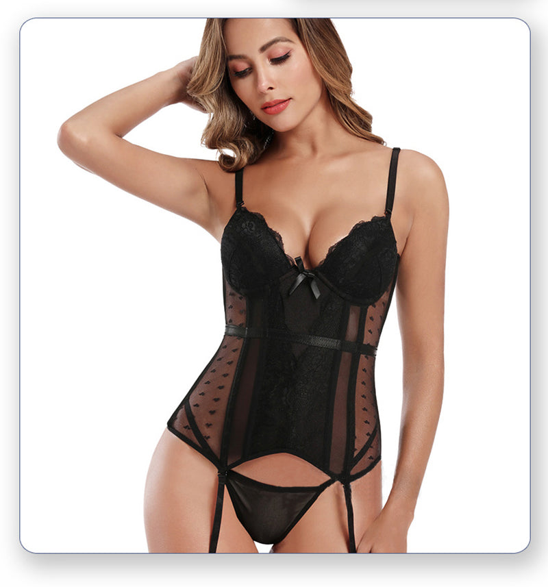 Women Dress Underwear Corsets Bustier Underwire Bra Bodysuit Briefer Body Shaper Sexy Lingerie with Garter Belt Waist Trainer