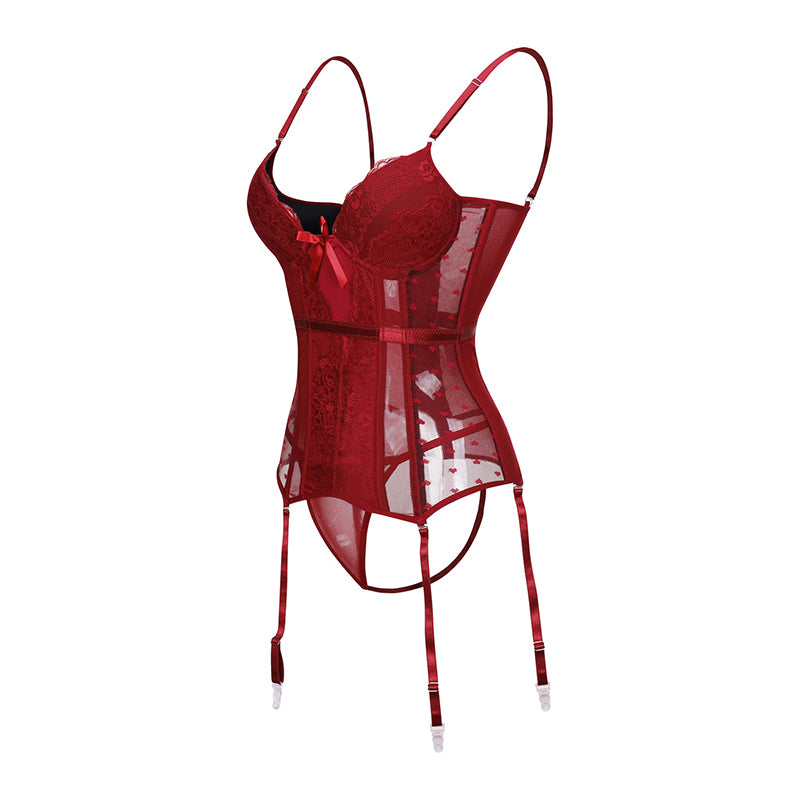 Women Dress Underwear Corsets Bustier Underwire Bra Bodysuit Briefer Body Shaper Sexy Lingerie with Garter Belt Waist Trainer