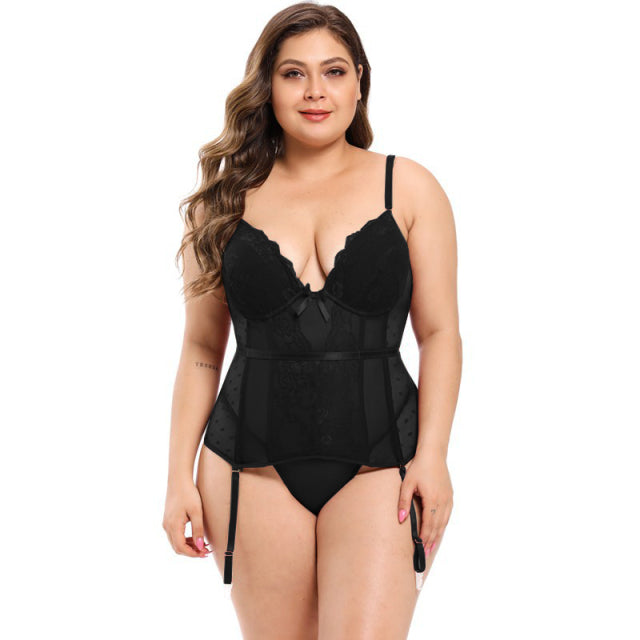 Women Dress Underwear Corsets Bustier Underwire Bra Bodysuit Briefer Body Shaper Sexy Lingerie with Garter Belt Waist Trainer