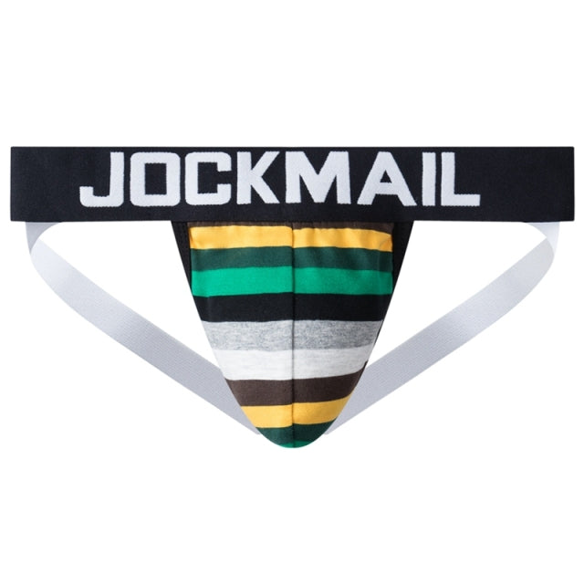 JOCKMAIL Sexy Men Underwear Jockstraps Cotton Striped Jocks Bikini G-strings Men thong Male panties Briefs Gay underwear Penis