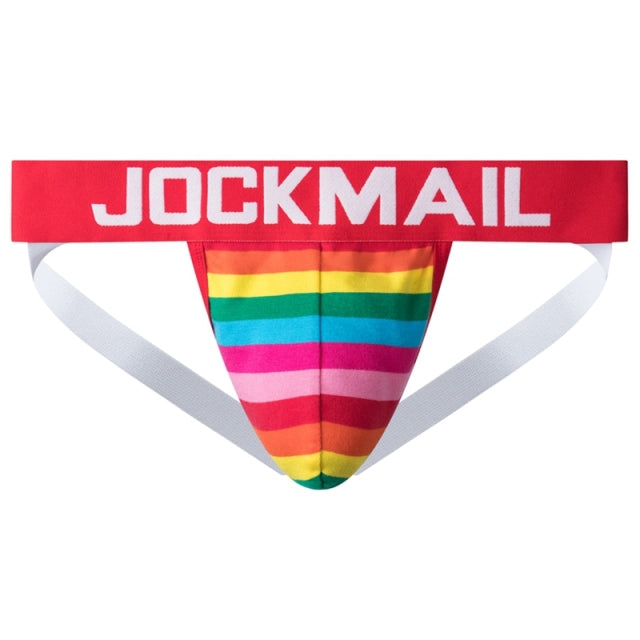 JOCKMAIL Sexy Men Underwear Jockstraps Cotton Striped Jocks Bikini G-strings Men thong Male panties Briefs Gay underwear Penis