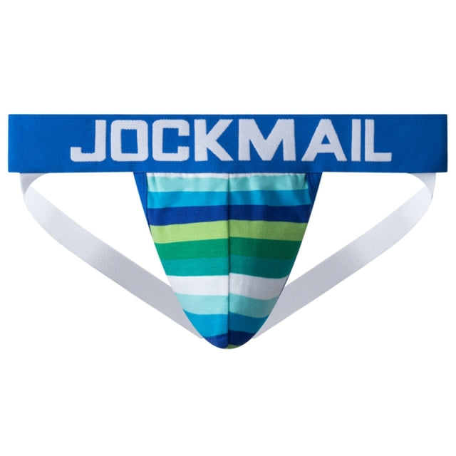 JOCKMAIL Sexy Men Underwear Jockstraps Cotton Striped Jocks Bikini G-strings Men thong Male panties Briefs Gay underwear Penis