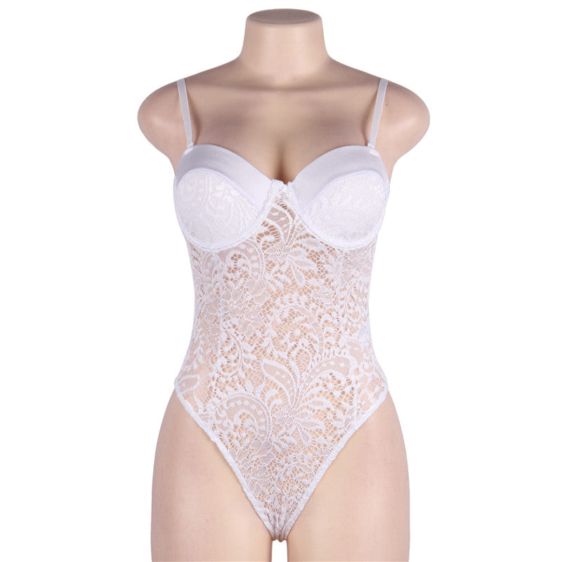 Comeondear Plus Size Bodysuit Push-up Body Fiesta Sheer Lace Bodysuit Bodycon Jumpsuit Transparent Romper Woman Club Body Tops