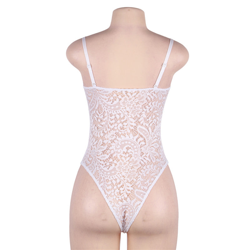 Comeondear Plus Size Bodysuit Push-up Body Fiesta Sheer Lace Bodysuit Bodycon Jumpsuit Transparent Romper Woman Club Body Tops