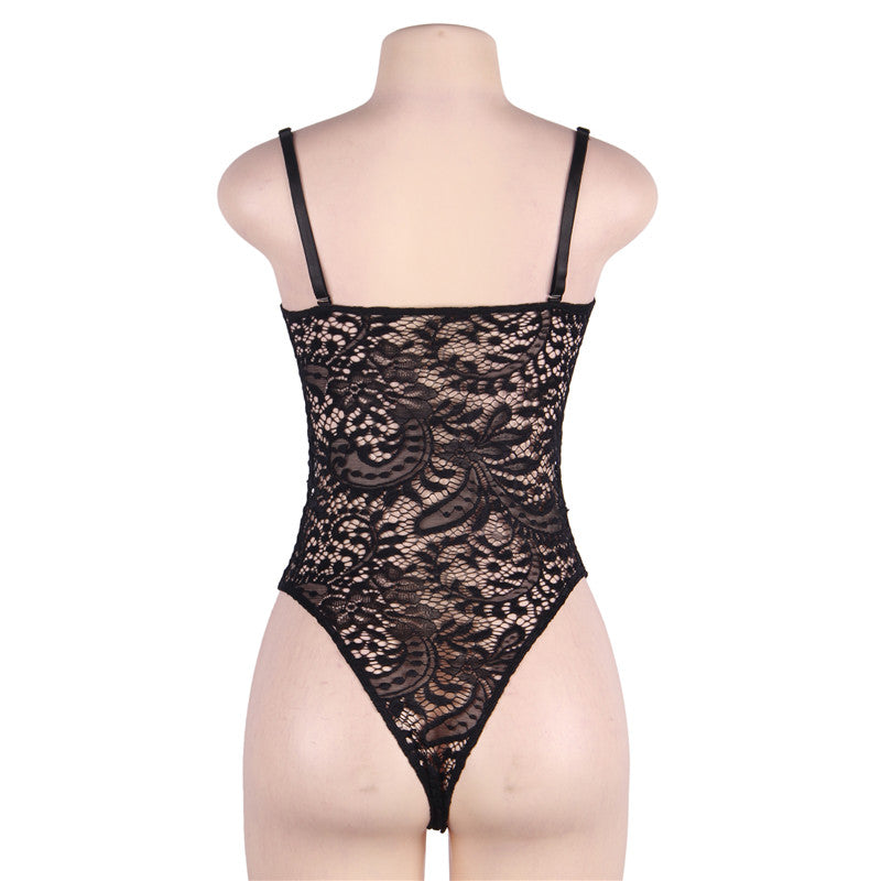 Comeondear Plus Size Bodysuit Push-up Body Fiesta Sheer Lace Bodysuit Bodycon Jumpsuit Transparent Romper Woman Club Body Tops
