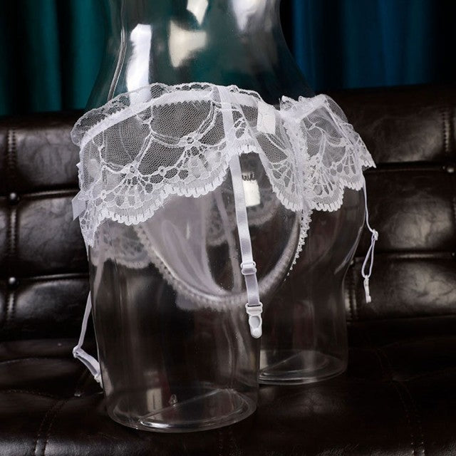 Men Ruffled Briefs with Garters Sexy Thongs Suspender Sock Clip Underwear Erotic Lingerie Sissy Panty Penis Bulge Pouch G-string