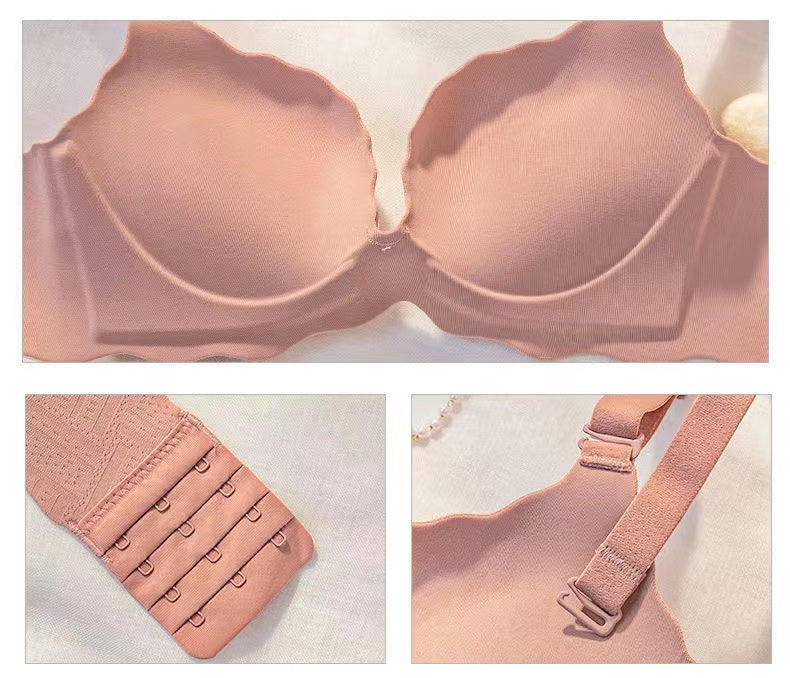 Small Breasts Show Big Underwear, Deep V Push-ups, No Steel Ring, Flat Chest, Special Bra, Thickened Push-up Bra Set