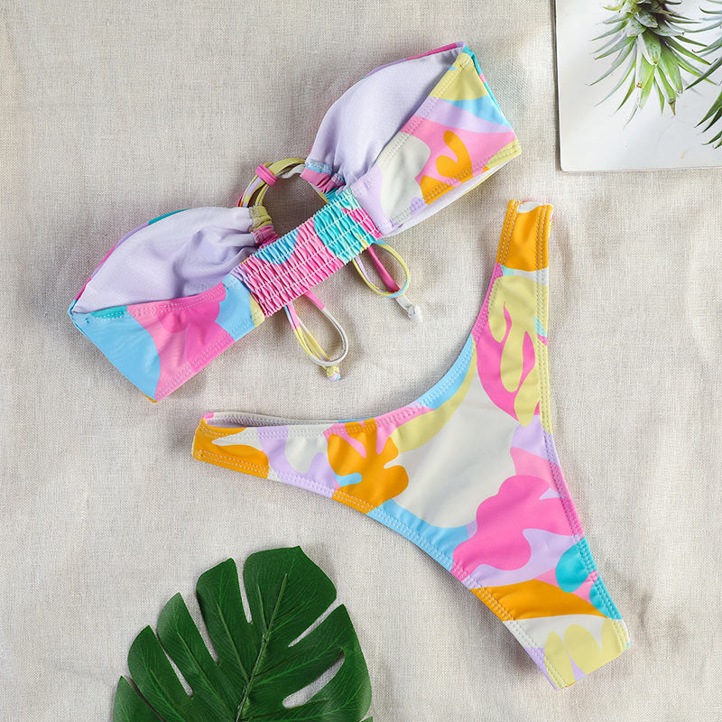 COOBBU Halter Triangle Bikini Set Floral Print Swimsuit Female Swimwear Sexy Biquini Bathing Suit Women Bikinis Brazilian