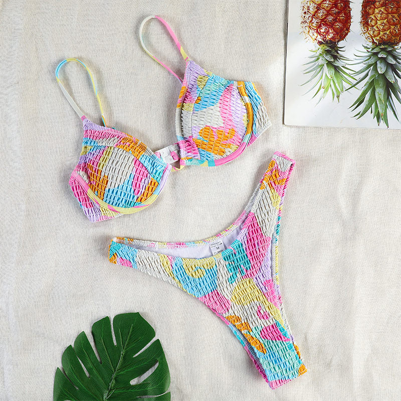 COOBBU Halter Triangle Bikini Set Floral Print Swimsuit Female Swimwear Sexy Biquini Bathing Suit Women Bikinis Brazilian