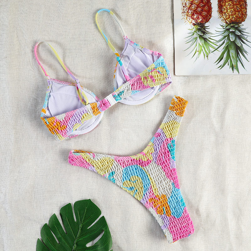 COOBBU Halter Triangle Bikini Set Floral Print Swimsuit Female Swimwear Sexy Biquini Bathing Suit Women Bikinis Brazilian