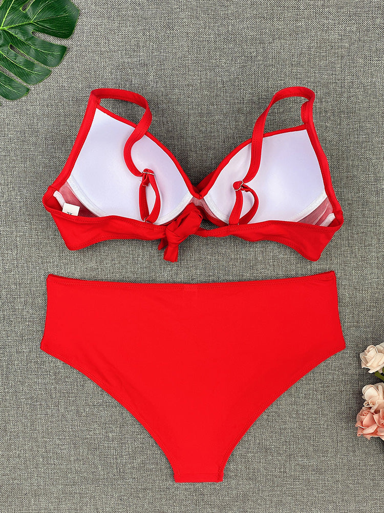 Sexy Bikini Swimwear Women High Waist Swimsuit Solid Color Bikini Set Biquini Beach Wear Padded Push Up Bikini Set Female