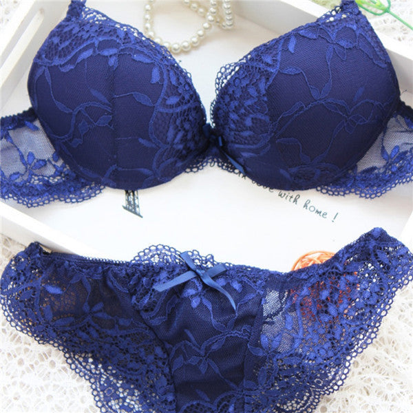 Sexy Elegant Bra and Panty Women Set Candy Colors Lady Bra Underwear Satin Lace Embroidery Bras Panties Sets B Cup