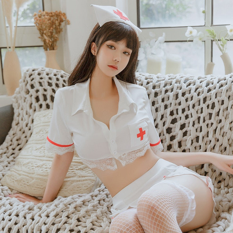 JIMIKO white nurse uniform outfit Cosplay woman sexy costumes sex girl temptation erotic lingerie million Christmas special gift