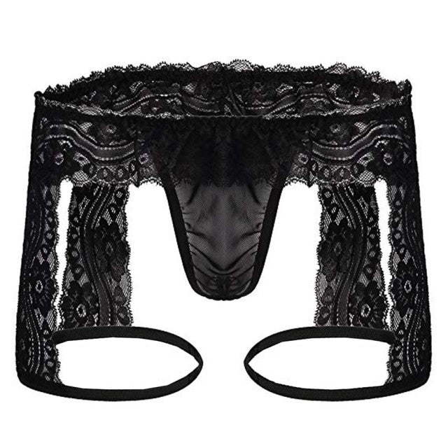 Sexy Lingerie Mens Panties Erotic Thin Section Sissy Underwear Lace Thong Enhance Pouch Bikini Hollow Out Briefs Pants Gay Thong