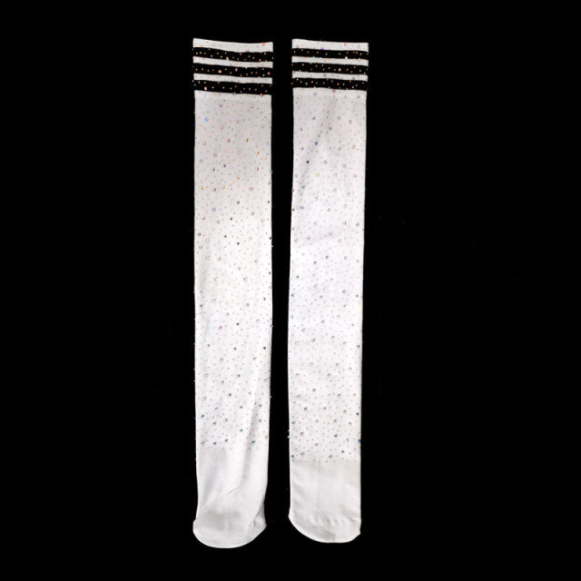 Sexy Rhinestone Lingeri Long Sock Women Over Knee Socks Thigh High Over The Knee Stockings Lolita Ladies Girls Warm Knee Socks