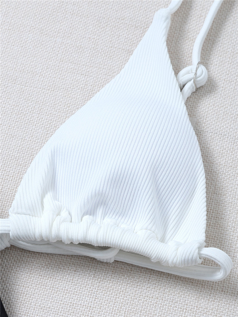 Sexy Solid Bikinis One Piece Swimsuit Women Three-Piece One Shoulder Swimwear Summer Beach Female Monokini Bathing Suits