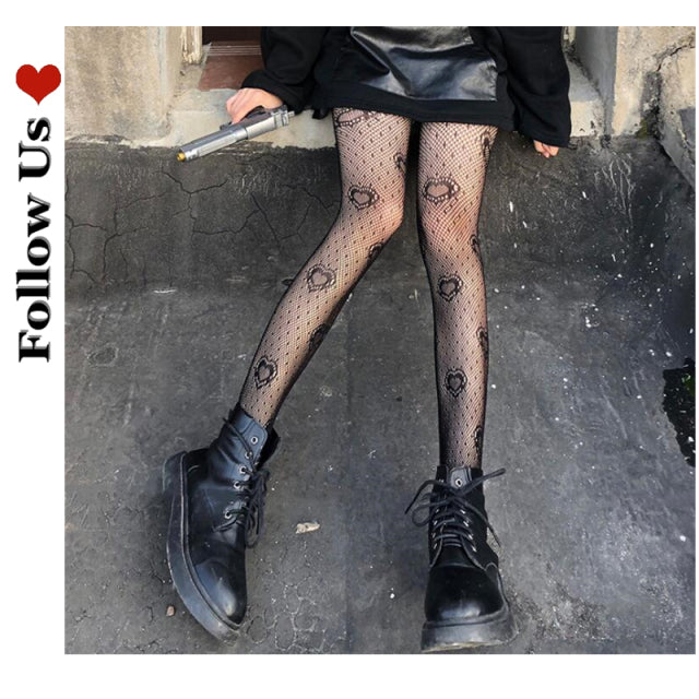 Girl Bone Bow Socks Streetwear Girls Black Sweet Cute Pink Y2K Harajuku Lolita Fishnet Stockings Thigh High Stockings